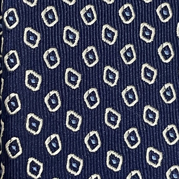 Charles Tywhitt Designer Necktie Silk Blue Silver Geometric Print - Picture 4 of 4